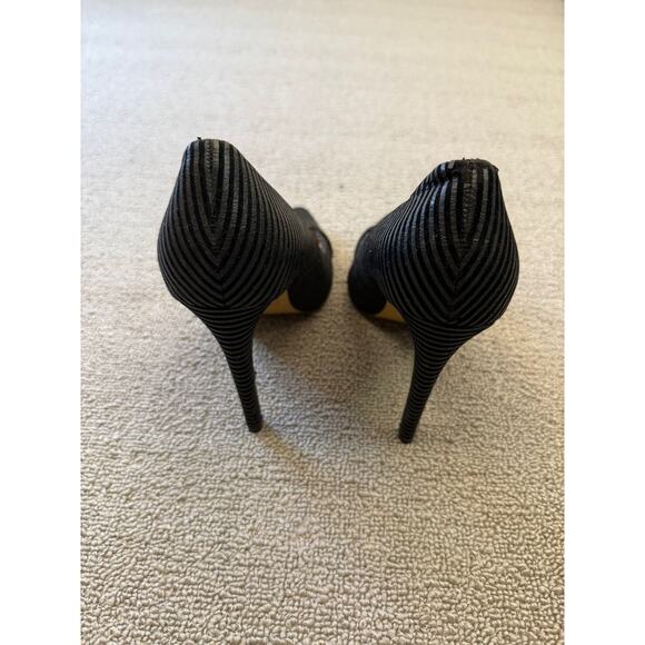 EXPRESS Women's Size 8 Black Ribbed Pointed Toe D'Orsay Stiletto Heels - Picture 3 of 12